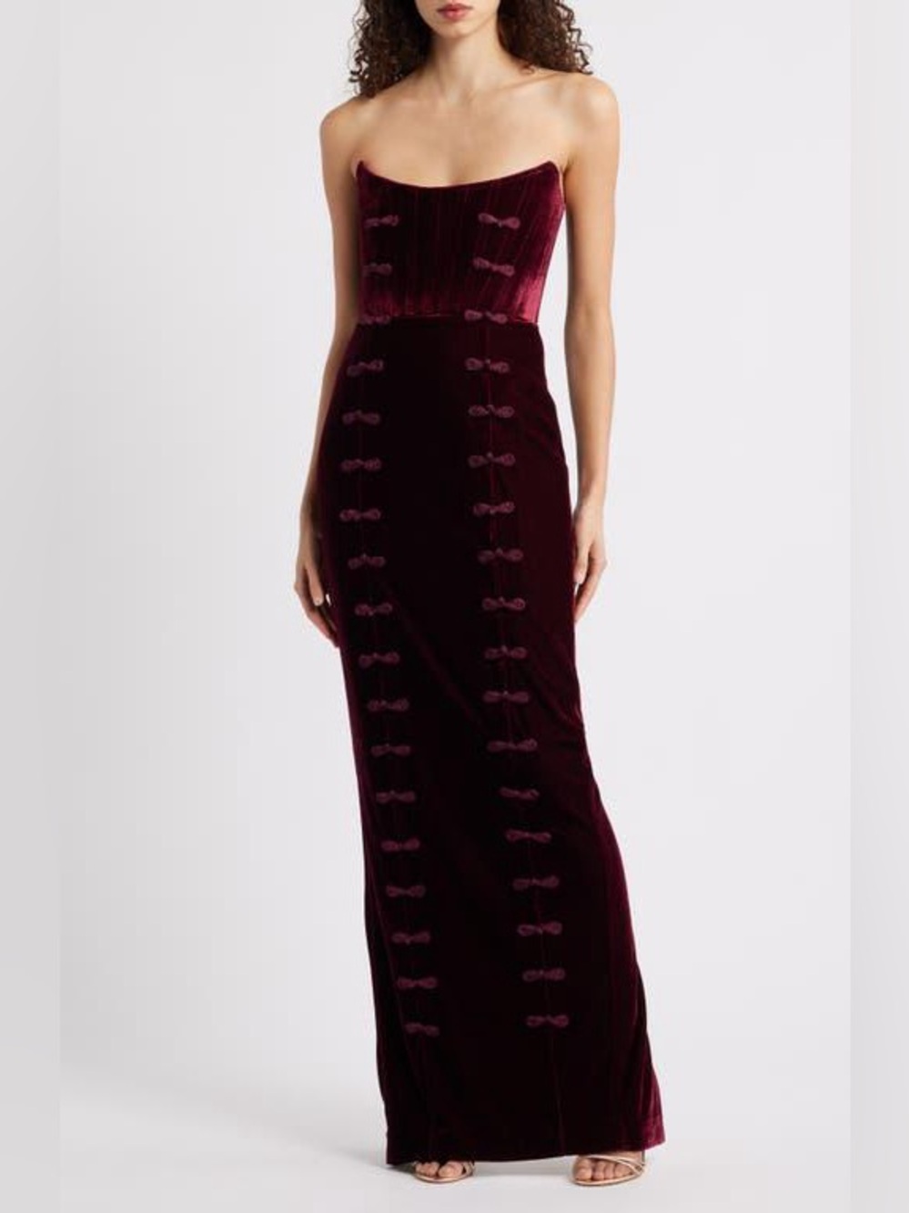 new Sau Lee Vesper velvet strapless cat eye gown in Red Purple wine